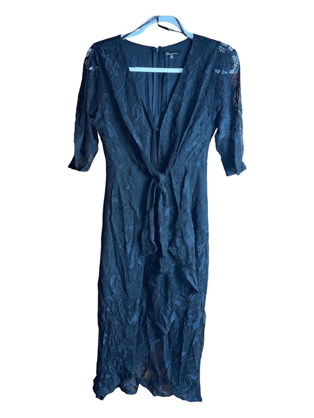 The Clothing Company Black Lace Faux Wrap Dress Size M